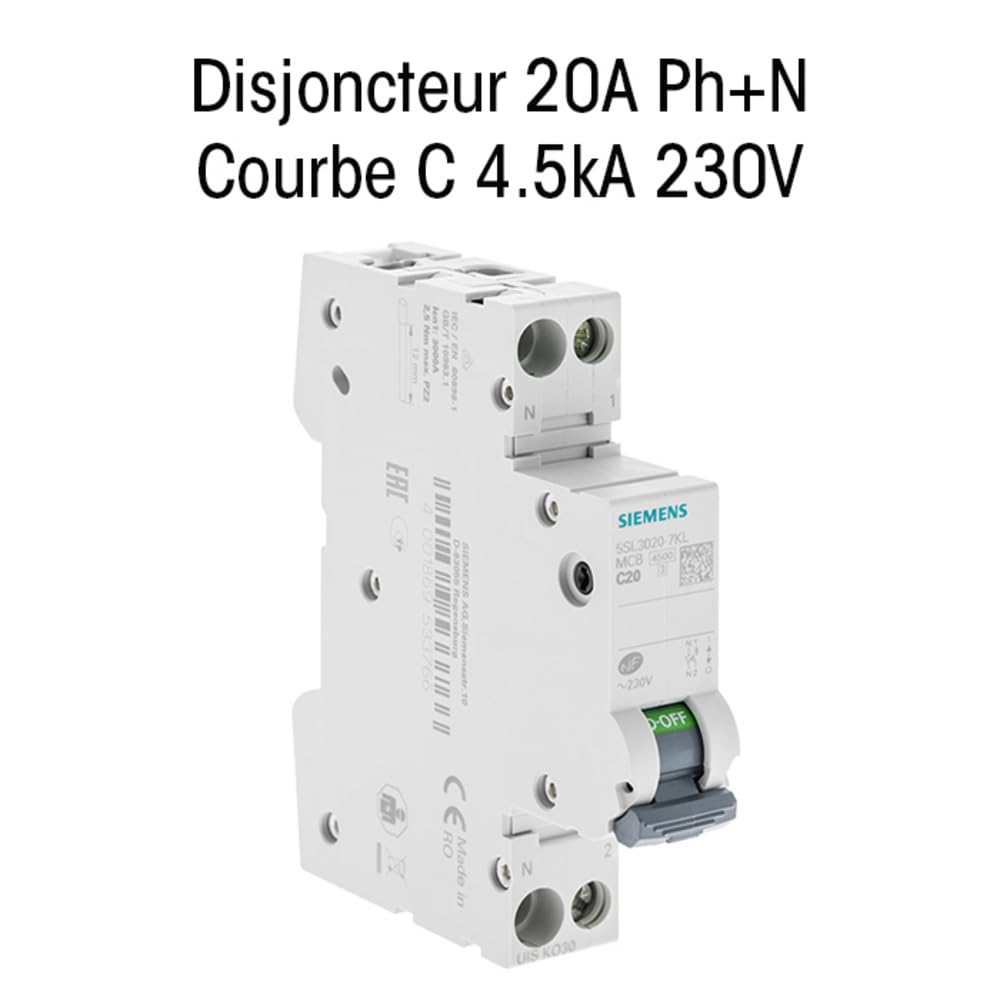 SIEMENS - Interruttore 20A Ph+N curvo C 4,5 kA 230 V