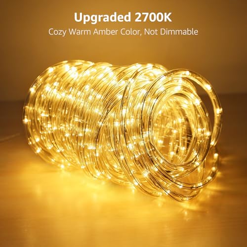 LE 33ft 240 LED Rope Lights Outdoor 24 Volts, 3/8 inch Clear Tube, Upgraded 2700K Warm White, Connectable , Not Dimmable - Additional View