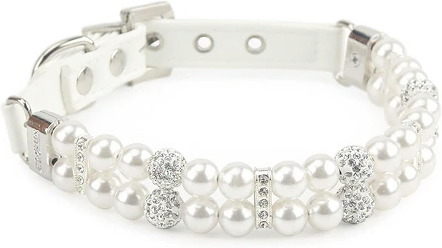 Collier de luxe fait main en perles et cuir pour petit chien et chat élégant