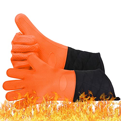 Küchen-Ofenhandschuhe, Grillhandschuhe, hitzebeständige Grillhandschuhe, Silikon-Kochhandschuhe, langer wasserdichter rutschfester Topflappen, Topflappen zum Backen, Schutz des Handgelenks, Hand Cover