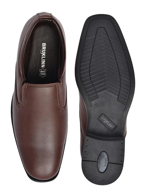 Image of WUSQA Enterprises Men's Leather Formal Shoes | Classic Pull-On Dress Shoes for Office, Business, Party & Wedding | Durable & Comfortable Footwear