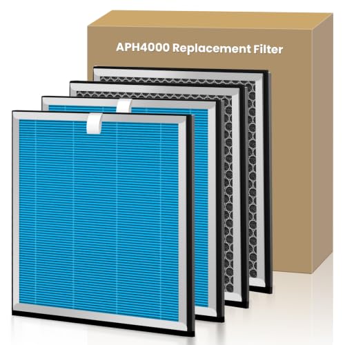 Image of 4 Pack Upgraded APH4000 Replacement Filters Compatible with KNKA APH4000 Air Purifier, True HEPA High-Efficiency Activated Carbon Filter for Home Large Room, Part # APH4000LX