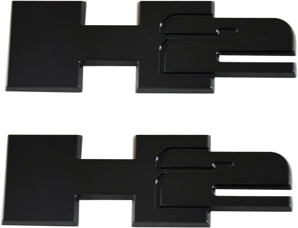 2pcs H2 Rear Liftgate Door Nameplate 3D Badge Emblems Replacement for 2003-2009 Hummer H2 (Black)