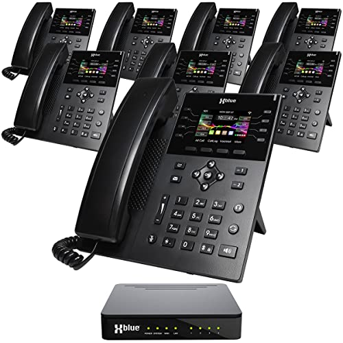 XBLUE QB1 System Bundle with 8 IP8g IP Phones Including Auto Attendant, Voicemail, Cell & Remote Phone Extensions & Call Recording