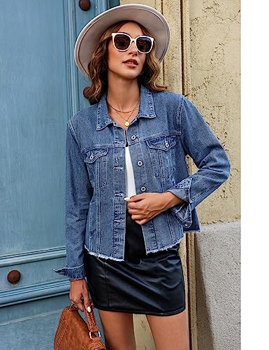 Luvamia LV-LWT-851373V-E-M Light Jackets For Women Lightweight Denim Jacket Women thumb #6