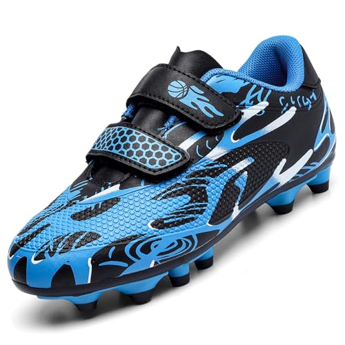 Unitysow Voetbalschoenen Jongens Low-Top Spikes Voetbalschoenen Kinderen Teenage Voetbalschoen Outdoor Professionele Trainingsschoenen Soccer Schoenen,Blauw,33 EU