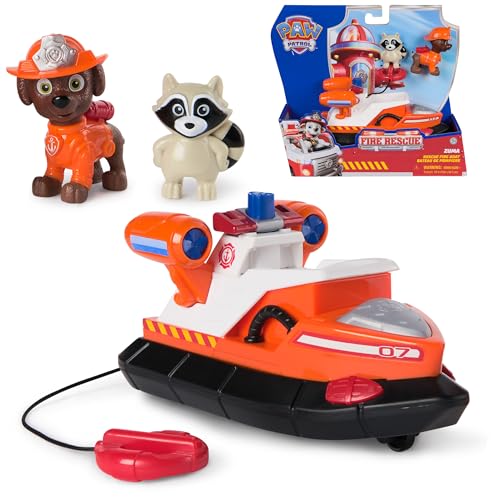 Paw Patrol - Pat Patrouille - Véhicule Figurine Zuma Fire Rescue Mission Pompiers - Voiture Figurine À Collectionner - Bouée Sauvetage - Pat Patrouille Jouet - Voiture Enfant - Jouet Enfant 3 Ans Et +