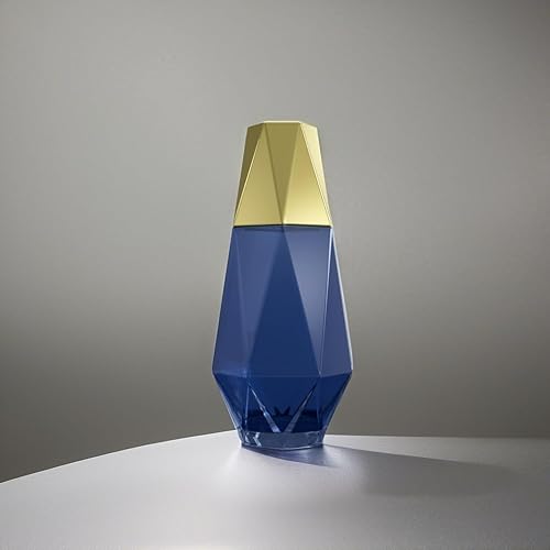 Miniatura 5 de American Atelier Jarra de noche geométrica moderna | Juego de 2 piezas con taza/tapa | Juego de jarra de agua de vidrio y juego de vidrio | Azul