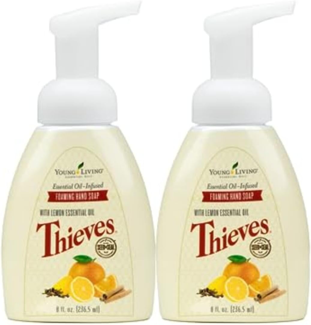 Thieves Foaming Hand Soap 8 fl oz, Pack of 2 - Essential Oils - Gentle Cleansing, Refreshing Aroma, Powerful Moisturizers for Dry Skin, Hygienic Hands, Anti-bacteria