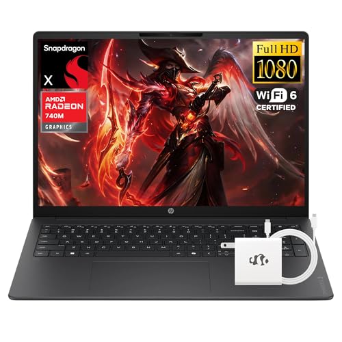 Image of HP OmniBook 3 16 inch Next Gen AI PC FHD IPS Laptop, 8-Core Snapdragon X X1-26-100 Processor, 16GB DDR5 512GB SSD, Radeon 740M Graphics Copilot Win 11 Computer for Creator Business Gaming w /GM Accessory
