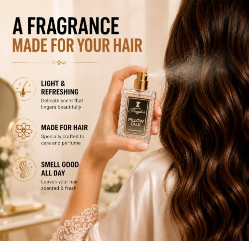 Image of Pillow Talk Hair Perfume for Women - 30ml | Floral Woody Musky Hair Fragrance | Long Lasting Lightweight Hair Mist | Rose White Florals Warm Woods & Soft Musk Scent | Non-Drying Luxury Hair Perfume