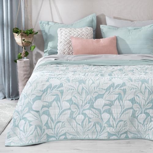 La mejor comparación de Edredon matrimonial - los preferidos. 48 ESQUIMAL Edredón Ligero Pinsonic Estampado/Liso Doble Vista con Fundas de Almohada - Colcha Reversible Ideal para Cualquier Temporada del año (Calista, Matrimonial)