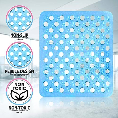 AHAD Shower Mat Heavy Duty Non Slip PVC Bath Mat With Drain Holes And Suction Cups Washable Bath Shower Mat For Elderly Bathroom Supplies Home Accessories Approx 48 X 31cm Assorted Colour (1Pc) - Image 4