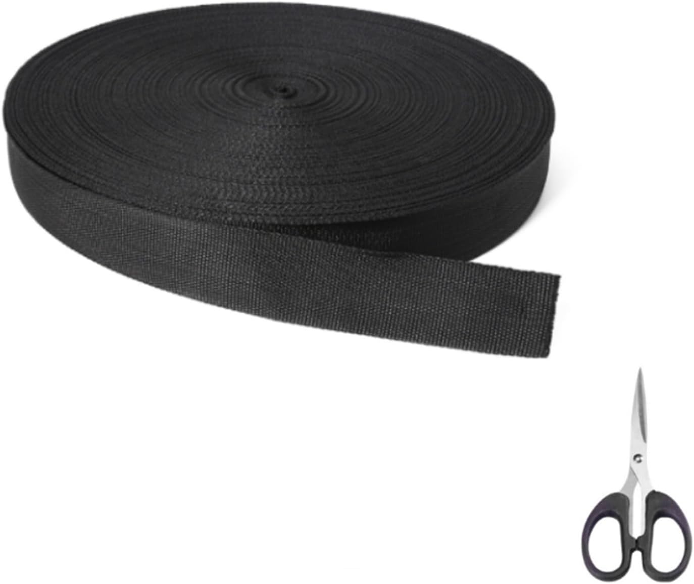 Polypropylene Sewing Tape, 50 Metres Long, 1.5 mm Thick, Black, Webbing Roll 5 cm, Robust Webbing Fabric for Bags, Backpacks, Dog Leads, DIY, Outdoor, Tie Down Strap and Reinforcement Tape