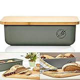 ✅ AUS BAMBUSFASER HERGESTELLT – wir reduzieren Kunststoffmüll auf ein Minimum! Der Brotkasten besteht zu 70% aus Bambusfasern. Dazu kommen 15% Maisstärke und 15% Melaminharz.