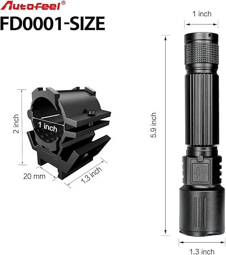 Miniatura 2 de AutoFeel Linterna táctica LED de 1000 lúmenes, luz de arma recargable para rifles, 3 modos de linterna Picatinny con soporte de linterna Picatinny e