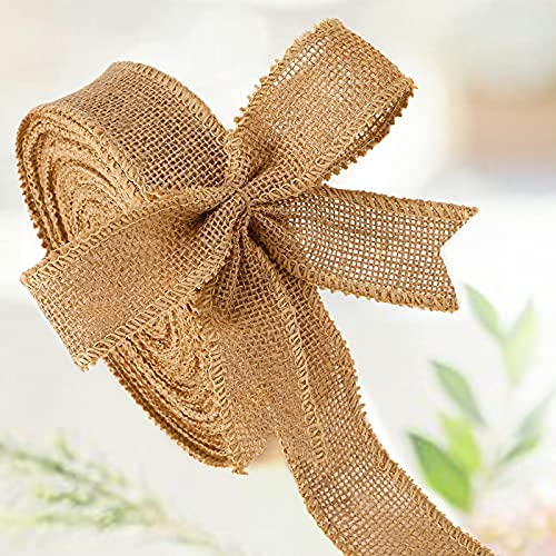 20 Yards Natural Burlap Ribbon Fabric Craft Ribbon Diy Wrapping Burlap Ribbon For Wedding Home Christmas Party Decorations (Natural,1.5 Inch) #TOP6