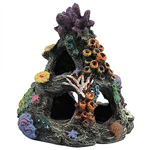 PINVNBY Coral Aquarium Decoration Fish Tank Resin Rock Mountain Cave Ornaments Betta Fish House for Betta Sleep Rest Hide Play Breed
