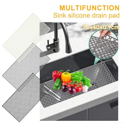 Protector de silicona para fregadero de cocina lavable, tapete escurridor de 76x40 cm 7