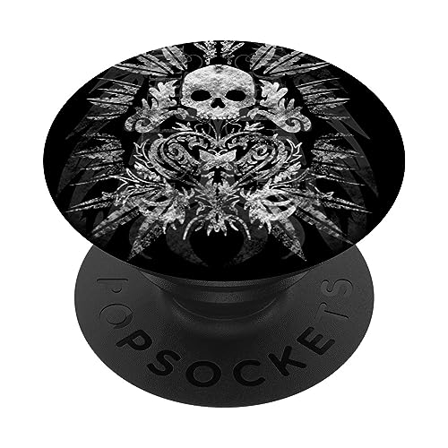 Aesthetic Y2k Fairy Wings Skeleton Alt Grunge Trashy Mcbling PopSockets Swappable PopGrip, Black