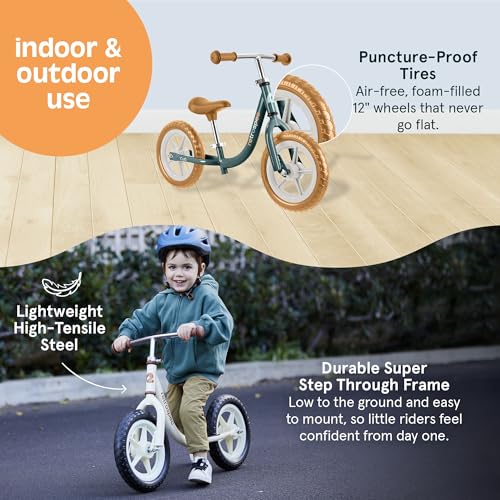Image of Retrospec Cub Toddler Balance Bike for Ages 18 Months - 3 Years - 12in No-Pedal Beginner Bicycle with Adjustable Seat, Puncture-Proof Tires & Safe Low Frame Design