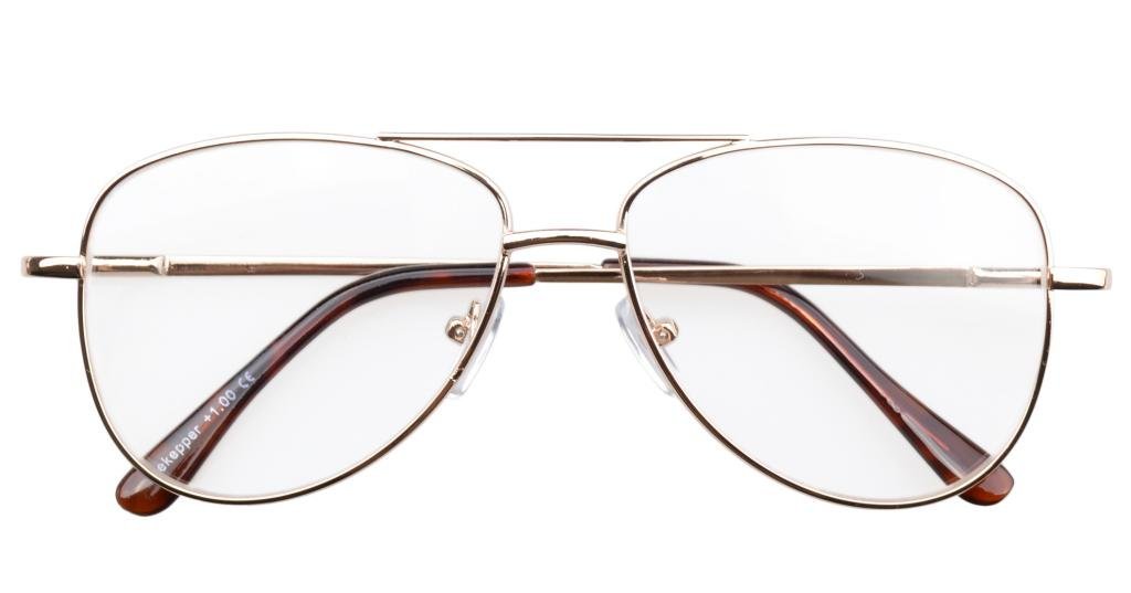 Eyekepper Pilot Stylish Metal Frame Spring Hinges Eyeglasses Gold