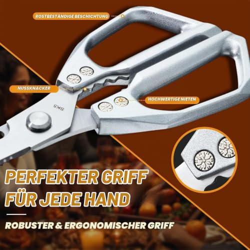 Dream Reach Küchenschere Set Silver, Scharfe Multifunktional Geflügelschere – Ansicht 4