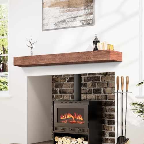 Weyderk Fireplace Mantel, Handcrafted Mantel Shelf for Over Fireplace, Wood