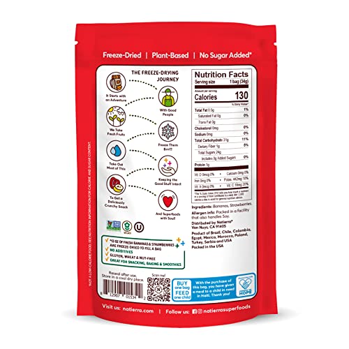 Natierra Premium Freeze-Dried Bananas And Strawberries 1.2 Oz (Pack Of 8) #TOP1