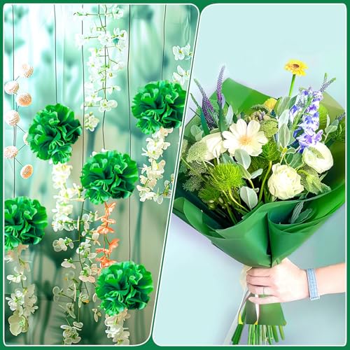Image of woric 160 Sheets Green Tissue Paper for Gift Bags 20 X 14 Inches | Dark Green Tissue Paper Bulk for Crafts DIY Project Weddings Neutral Baby Shower Decorations
