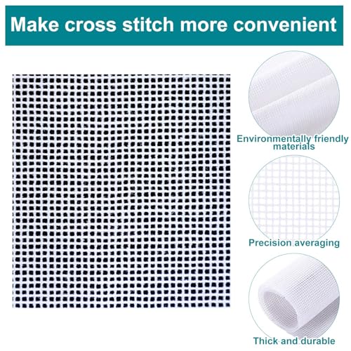 Image of Knitgrip 2 Pack Needlepoint Canvas 14 Mesh 18 x 14 Inch Blank White Canvas Polyester Cotton Needlepoint Mesh Twist Interlock for Embroidery Blanks DIY Knit Crochet Projects Make Dividers