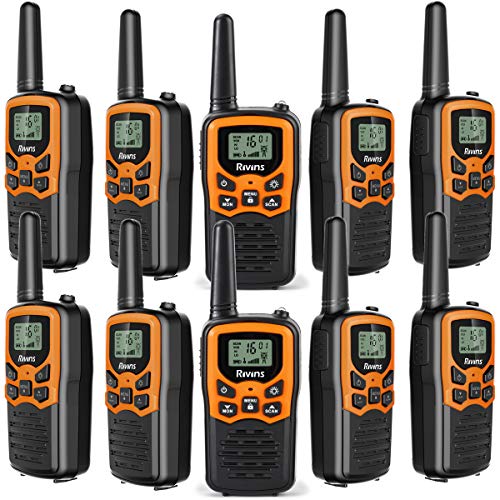 Rivins RV-7 Walkie Talkies for Adults Long Range 10 Pack 2-Way Radios Up