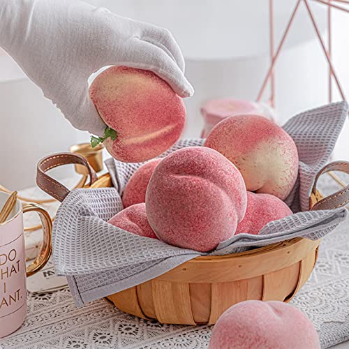 Zeayea 24 Pcs Artificial Fruits Peach, Fake Fruits For Decoration Lifelike With Leaves, Simulation Realistic Pink Fake Peaches For Christmas Home Kitchen Festival Party Decoration #TOP5
