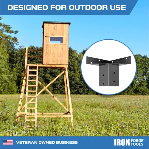 Image of Deer Stand Brackets, 4x4 Powder Coated Steel Elevator Brackets for Outdoor Hunting Platform, Elevated Deer Blinds, Tower Stands, Box Blinds & Treehouse, 4 Pack Includes Mounting Accessories