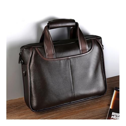 Man Bag Genuine Leather Briefcase Men Business Handbag Messenger Bags Male Vintage Men's Shoulder Bag Large Capacity (Black)2