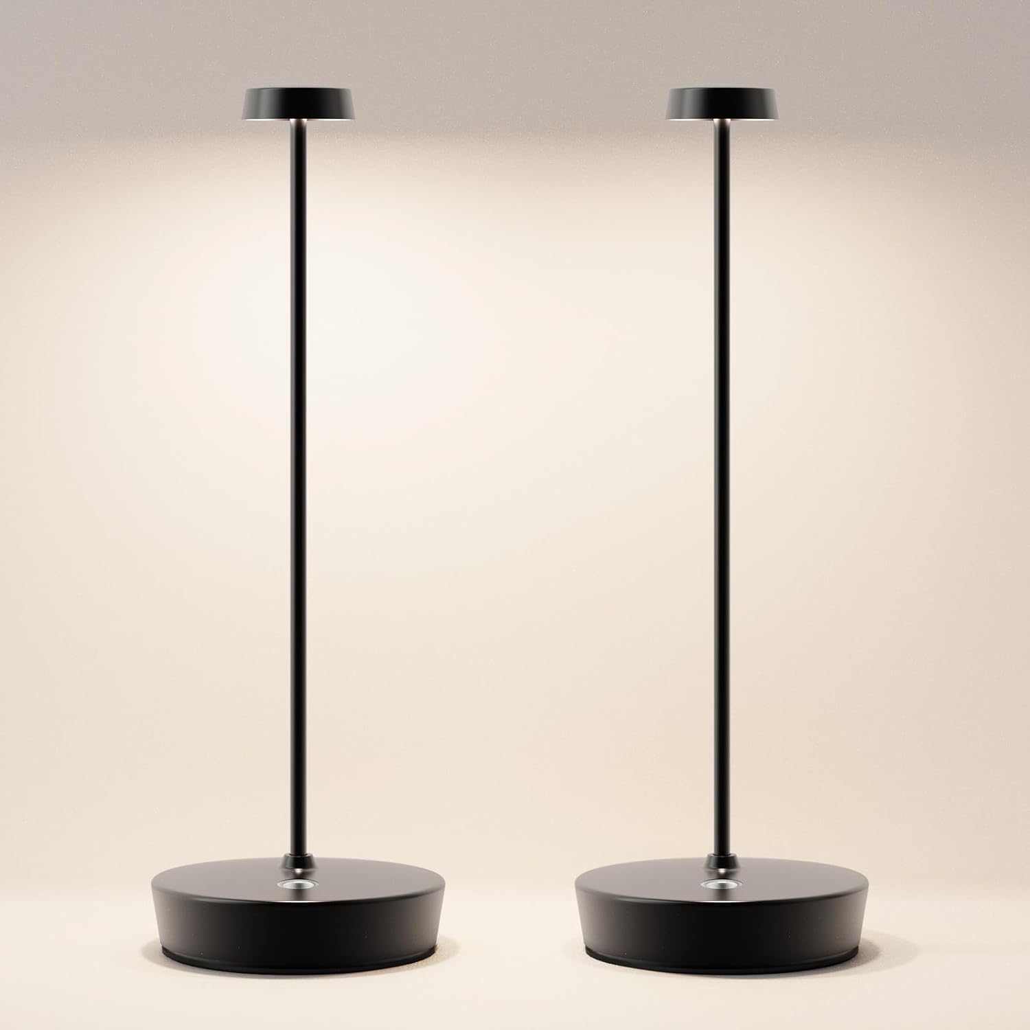 2Pack Cordless LED Table Lamp，Rechargeable Battery Operated Table Light, 3 Color Stepless Dimmable Table Lamp, Portable Table Light for Outdoor/Restaurants/Patio