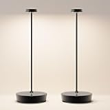 Sikevht 2Pack Cordless LED Table Lamp，Rechargeable Battery Operated Table Light, 3 Color Stepless Dimmable Table Lamp, Portable Table Light for Outdoor/Restaurants/Patio