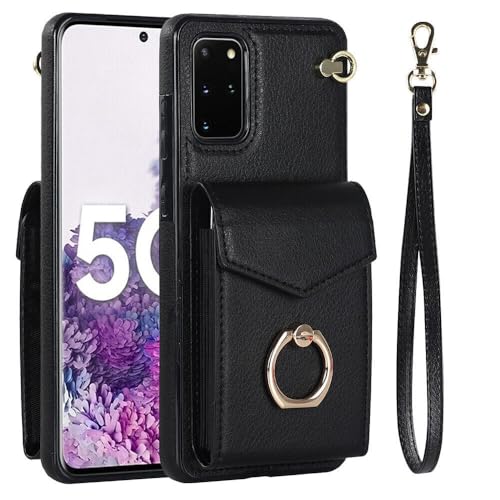 Étui cuir Samsung S24 Ultra noir avec fentes cartes et coque arrière silicone antichoc