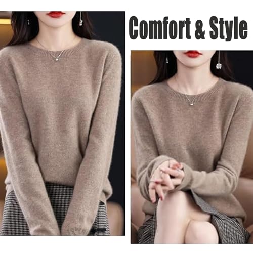 Cashmere Sweater for Women - Crew Neck Lightweight Soft Warm Pullover Knitted Jumper4