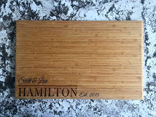 Custom Engraved Cutting Board Gift (11" x 17" Single Tone, Hamilton Design) - Personalized Cutting Board for Couples - Decorative Wooden Kitchen Cutting Board with Engraving