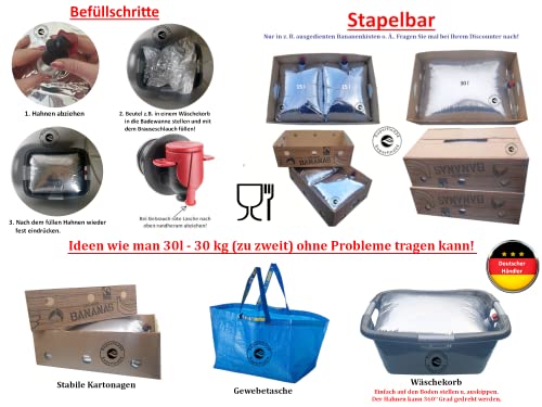 Wasserbeutel, Wassersack, 10 x 22-30 Liter Prepper Wasser Notfallvorsorge Beutel sind frei im Raum lagerfähig! – Bild 6