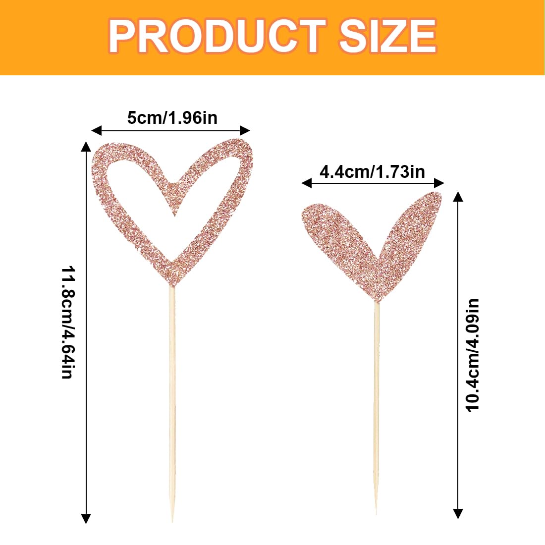 Set 24 Topper Per Cupcakes A Forma Di Cuore Oro - Decorazioni Per Torte, Muffin E Dolci, Ideali Per Matrimoni, Fidanzamenti E Compleanni