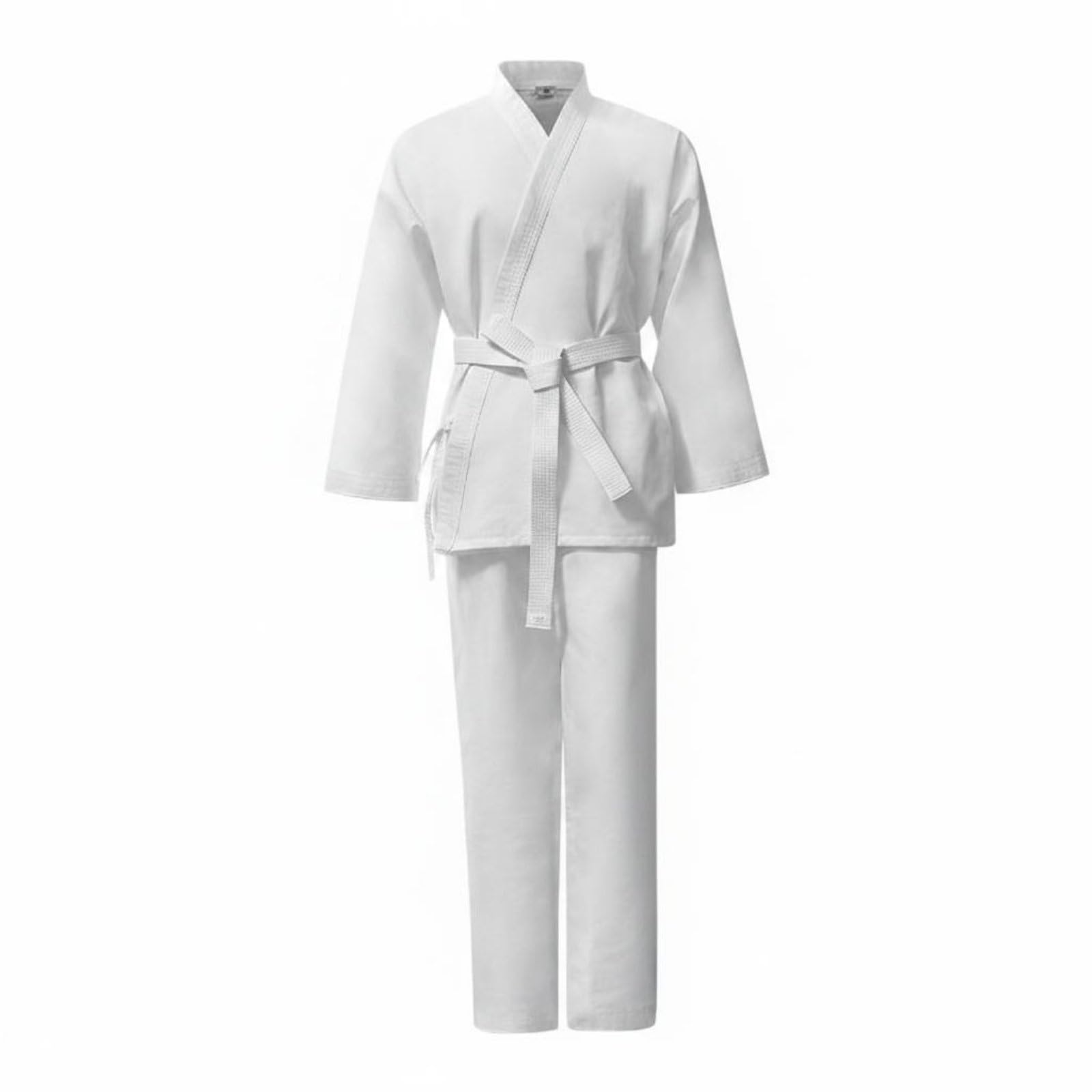 Uniforme da Arti Marziali Kimono Karate Taekwondo Dobok Completo con Collo Taglio Ergonomico Misto Poliestere Cotone Resistente All’usura Adatto