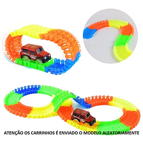 5 Carros 5 Pista Mágica Maluca Flexível Magic Track 280 Peça