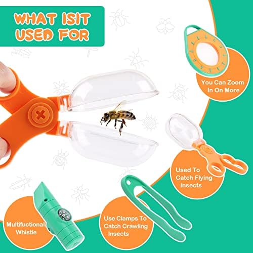 Helecors Bug Catcher Kit for Kids, Bug Catching Set with Whistle Magnifying Glass, 8 Information Cards etc., Outdoor Explorer Outdoor Toys for Boy Girls 3-12 Year Old 2 51oWb0HjYbL. AC