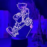 YRHPL Game Kingdom Hearts Sora Keyblade 3D Anime Illusion Night Light Child Table Lamp Led Color Changing Kids Bedroom Decor Sora USBBedside Lamp-16 Color with Remote(YRHPL-181505)