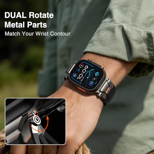 Image of ULTIMAL Rugged Band for Apple Watch Ultra 3 /2 /1 49mm, Series 11 /10 /9 /8 /7 /6 /5 /4 SE 46mm /45mm /44mm, Waterproof, Soft TPU Strap with Stainless Steel Buckle & Connectors, Sweat-Resistant, Easy to Clean, Fits 155-225mm Wrist (Black /Gray)