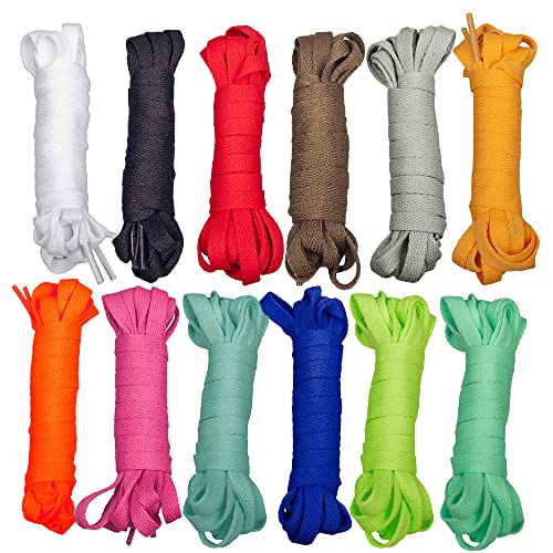 12 Pairs Of Shoelaces Flat 0.8Cm Wide Shoe Laces Polyester Different Color 63Inch #TOP8