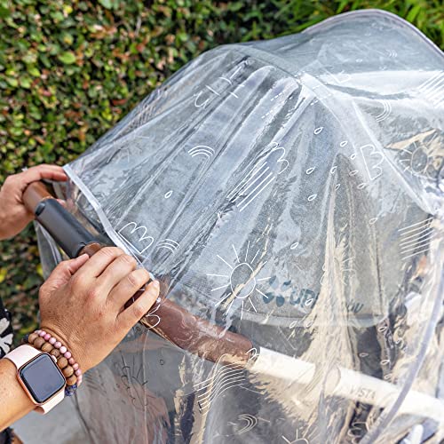 Image of J.L. Childress Deluxe Stroller Rain Cover - Stroller Poncho, Baby Stroller Accessories for Travel, Universal Fit, Lightweight Weather Shield, Protects from Wind & Snow - Single, Pattern