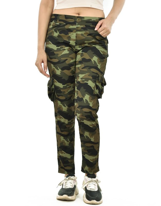 Camouflage Women Stretchable Dry-Fit 6 Pocket Military Lower Trackpant Jogger Sports Gym Pant Multicolor-image-39